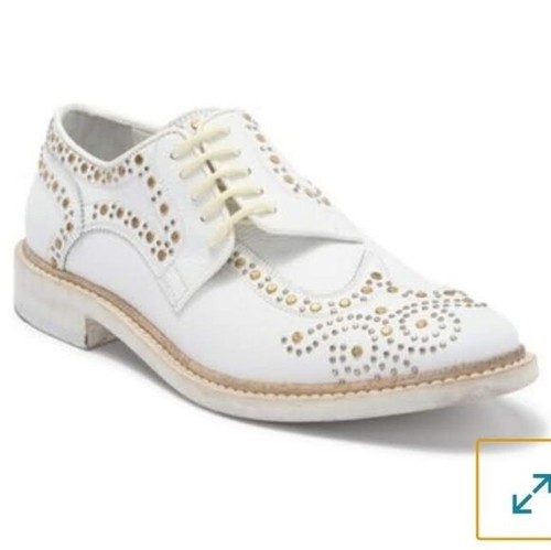 Authentic New BURBERRY Women's White RAYFORD Oxford Studded Shoes 7 US 37 EU - Picture 2 of 12