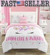 4Pcs Dream Like A Unicorn Bedding Full Comforter Set - Sham Decorative Pillow