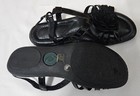 Black Sandals With Flower, Clasp, Cushion Sole, Size 6m — photo 2