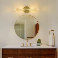6W 3000K LED Gold Wall Sconce, Crystal Vanity Light with Bubble Crystal Modern
