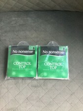 NIP NO NONSENSE CONTROL TOP PANTYHOSE SHEER TOE OFF BLACK  SIZE B  LOT OF 2