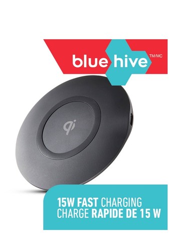 Bluehive Chargeur Ultra Mince Rapide Sans Fil 15W, pour Appareils Compatible Qi