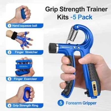 Hand Grip Strength Power Trainer Adjustable 5 in 1 Gripper Strengthener Set