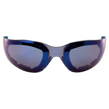 Global Vision Eyewear Rider Foam Padded Glasses Blue Mirror Lens Metallic Frame
