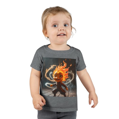 Playful Toddler T-Shirt with Fiery Animated Character Design - Picture 4 of 7