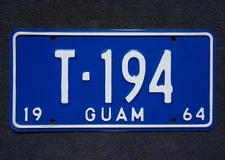 1964 GUAM USA License Plate - TAXI CAB - High Quality Original
