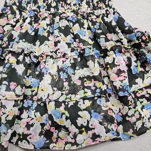 Smocked Waist Mini Skirt Big Girls Small (8-10) Black Floral Print Skorts Thin - Picture 3 of 9