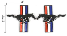 New! 1994 - 2004 Ford MUSTANG Running Horse Black Chrome Fender Emblems Pair 