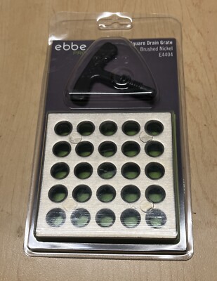 Ebbe Pro E4404 Square Drain Grate Cover Brushed Nickel.  3-3/4'' x 3-3/4''