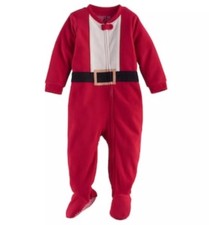 NWT Jammies for Your Families Santa Suit Microfleece Footed Pajamas Size 18 mos.
