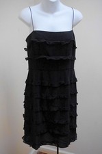 Kay Unger 8 M Little Black Dress Silk Tiered Ruffled Sheath Cocktail