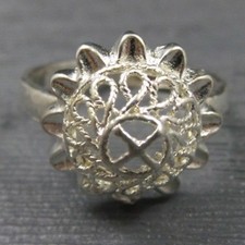 Vintage Sterling Silver Scroll Sunflower Split Band Ring Size 8
