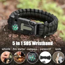 Black Paracord Tactical Multifunctional Bracelet Emergency Survival Gear