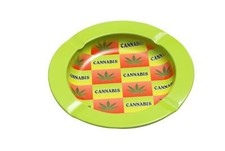 Cannabis Pattern Green Ashtray Weed Marijuana Metal Cigarette Cigar Funny Gift