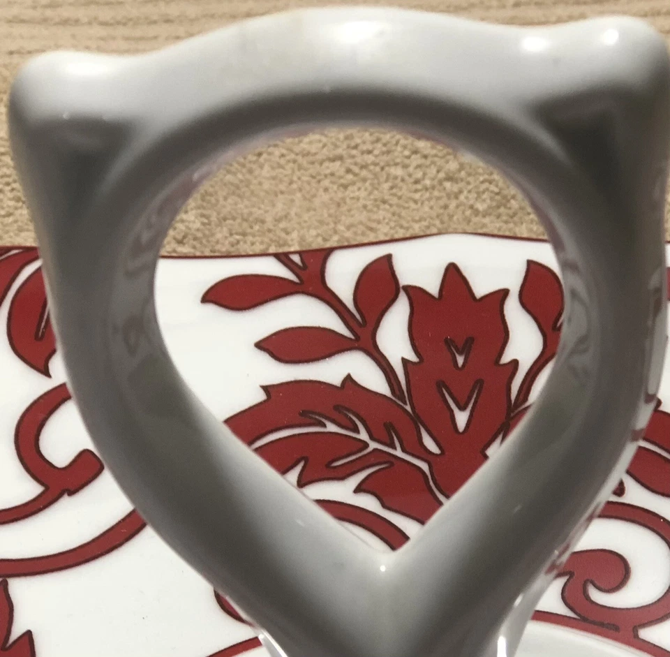 Rosanna Serving Dish Tray Platter Red & White Floral Handled Relish Holidays EUC - Image 4 of 4