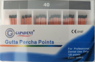 Gapadent Gutta Percha Points Size 40 Box of 120 Dental