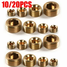 10/20PC Brass 1/8" 1/4" 3/8" 1/2" NPT Brass Internal Hex Thread Socket Pipe Plug