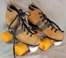 Vintage Banzai Brown Leather Suede Roller Skates Men's Size 4 / Woman's Size 5.5