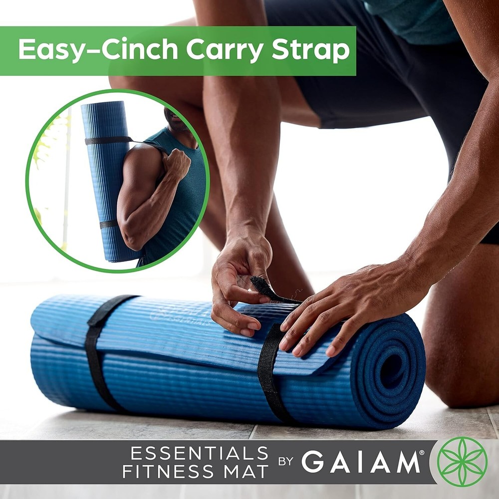 Premium Yoga Mat with Easy-Cinch Carrier Strap for Fitness and Exercise