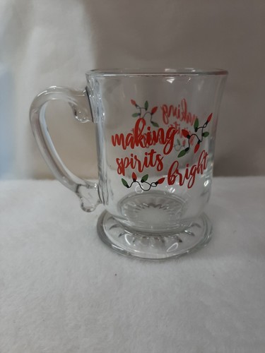 Libbey Christmas Mug Cup Coffee Mug "Making Spirits Bright" 15.25 oz Clear Glass - Picture 3 of 9
