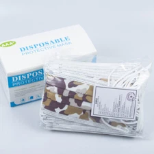 [Yellow Camo] 50 Pcs Disposable Face Mask 3-Ply Non Medical Face Mouth Cover