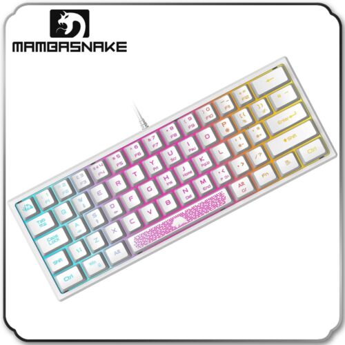 Wired Mechanical Feel Membrane Keyboard Compact RGB Backlit UK Layout 62 Keys - Picture 1 of 17