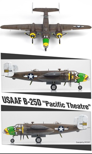 Academy 1/48 USAAF B-25D Pacific Theatre Aircraft Bomber Pla model kit #12328 - Picture 9 of 10