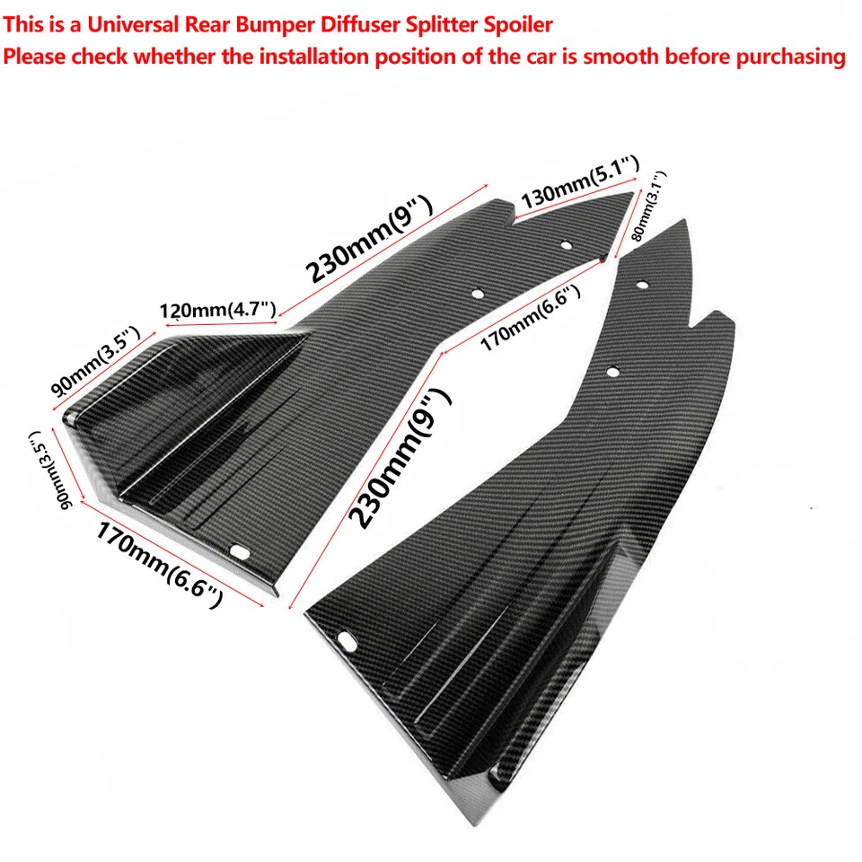 For Volkswagen Passat Universal Rear Bumper Lip Splitter Diffuser Carbon Fiber - Image 2 of 4