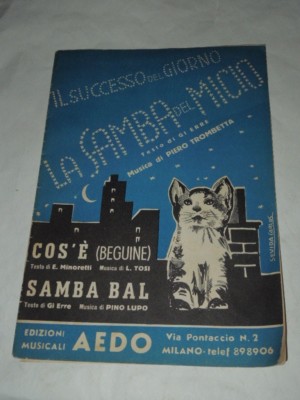 1950's MUSICAL SCORE ''LA SAMBA DEL MICIO''COS'E' (BEGUINE) ''SAMBA BAL-