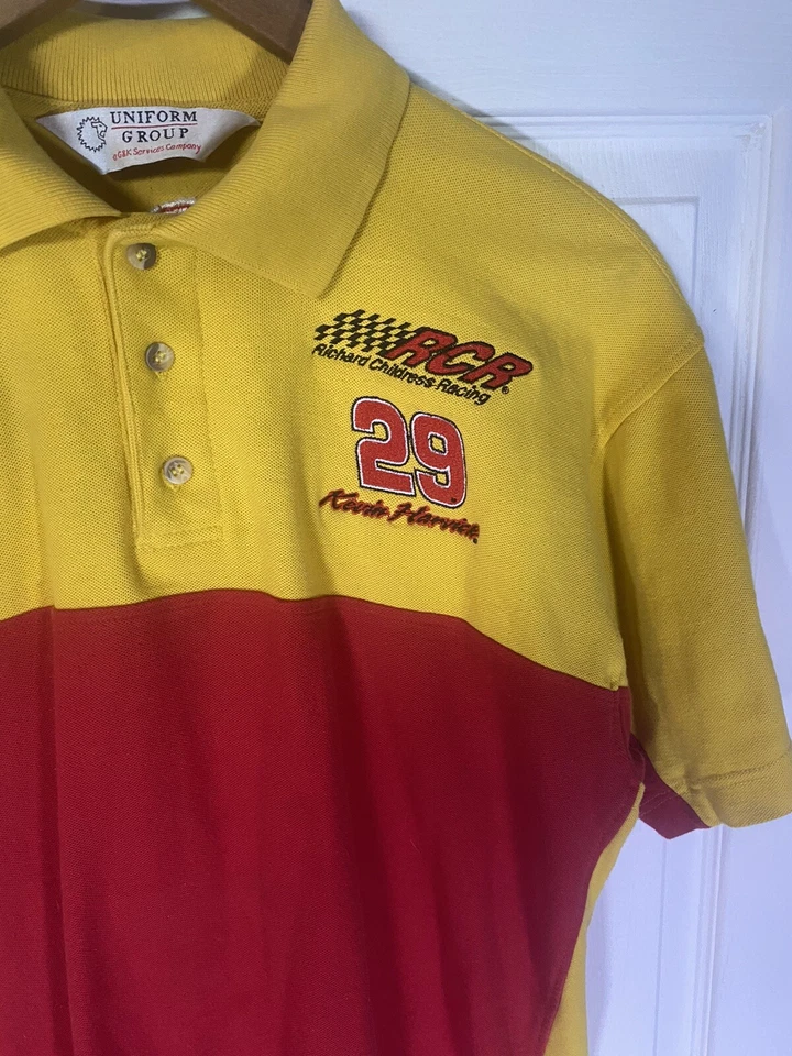 Kevin Harvick Pennzoil Shell Fuel Red Yellow Logo Sz Medium Polo Racing Shirt - Image 3 of 4