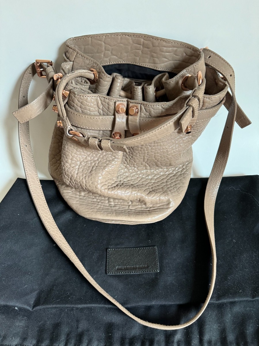 Alexander Wang Diego Bucket Bag Latte Leather Rose Gold Hardware w