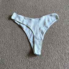 Skims Bone Cotton Rib Dipped Thong, Size XL NWT