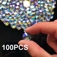 100X Rainbow Crystal AB Octagonal Bead Glass Faceted Prism Chandelier 14MM Decor