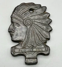 Fairfield Iowa IA Cast Iron Indian Headdress 2.5" tall x 1.75" wide!
