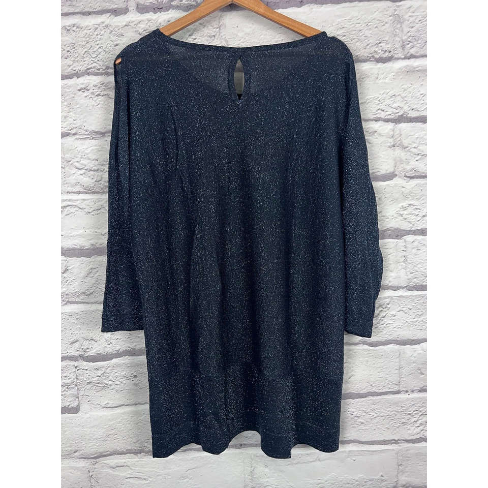 Soft Surroundings Size L Eudora Twinkle Glam Holiday Metallic Cold Shoulder Top - Image 4 of 4