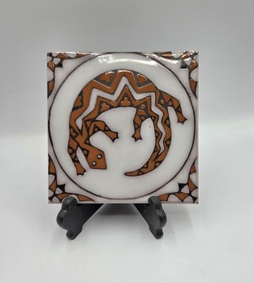 Red Clay Glazed Tile Trivet Southwestern Lizard  Very Beautiful