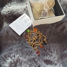 LOEWE Gold Metal Brooch Multicolor Glass Box Pouch Certificate Included
