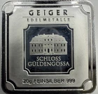 20 Gram Geiger Edelmetalle Silver Square Bar 999 Fine Germany (Loose)