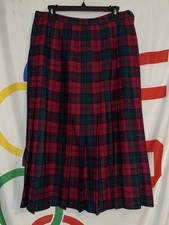 Vintage Pendleton Plaid Pleated Wool Skirt Womens 16 Midi A Line Made in USA
