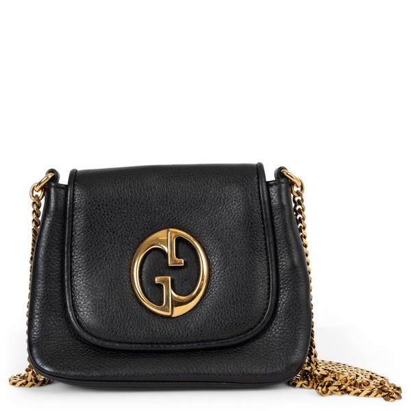 73333 authentische Gucci Umhängetasche schwarz Leder 1973 KLEIN