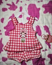 3 Months Baby Girl Strawberry Shortcake Red  White Gingham Bloomer Set - New