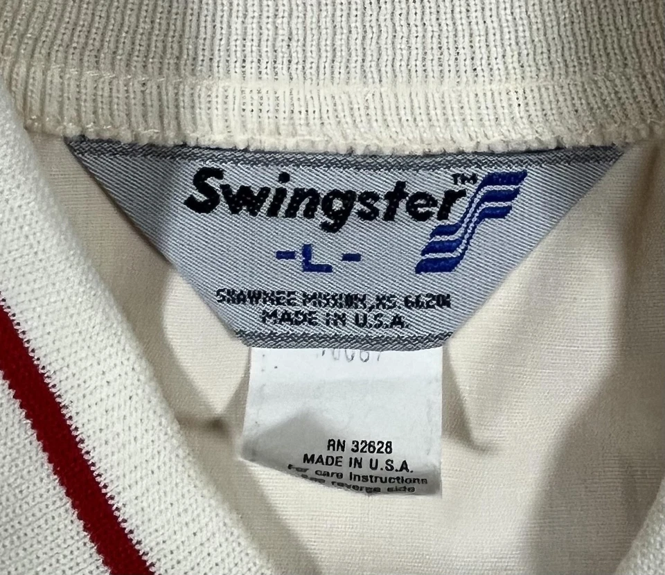Vintage Case IH Swingster Jacket Mens Large White Red Bomber Logo Made USA 80s - Image 3 of 4