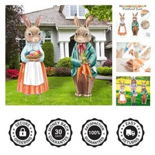 Bright Multicolor Bunny Yard Signs 2 Pack - Ideal for Easter Celebrations
