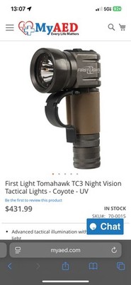 First Light Tomahawk Coyote LED Flashlight with MOLLE Mount Clip.