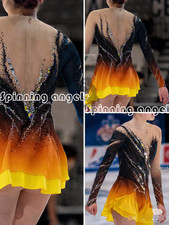 Figure Skating Dress Women's / Girls' Ice Skating Dress black dyeing yellow
