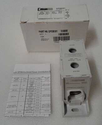 Qty. 1 Edison EPDB301 Power Distribution Lock 600V 310A 1 Pole - New in Box