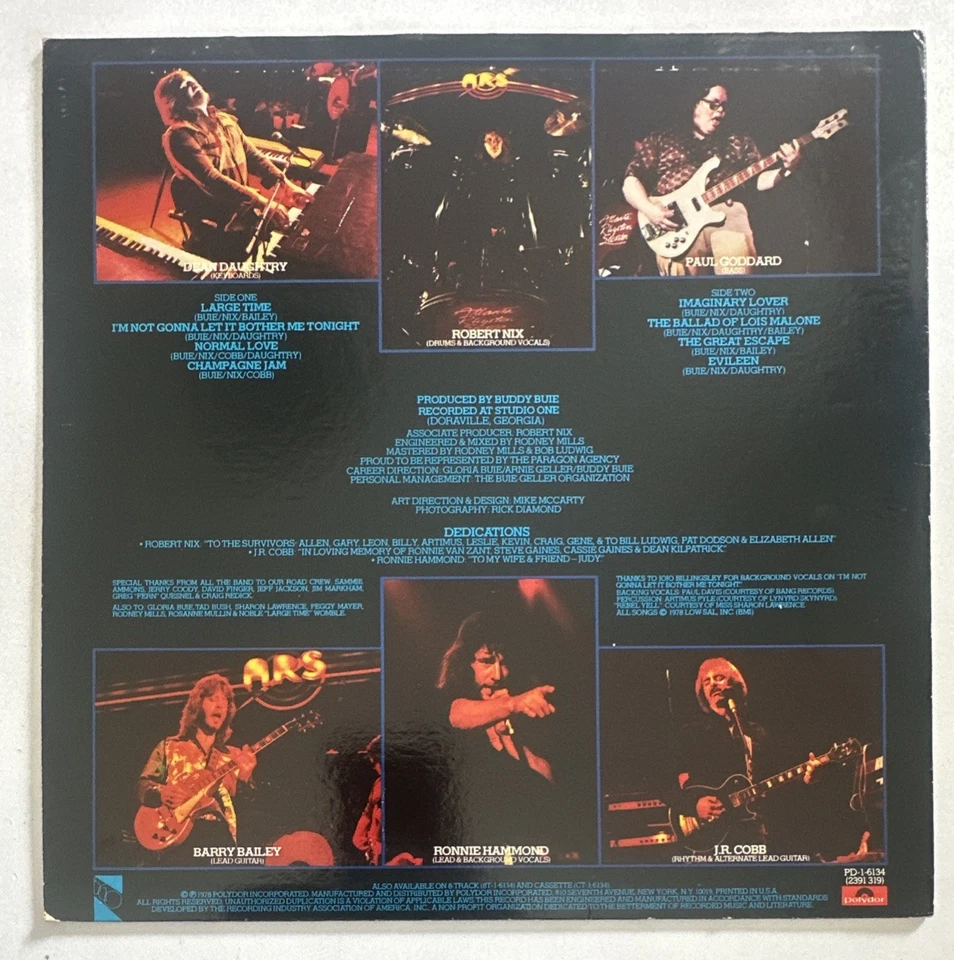 Atlanta Rhythm Section ‎– Champagne Jam Vinyl LP U.S. Release  Southern Rock VG+ - Image 3 of 4