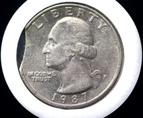 Clipped Planchet 1987 P Washington Quarter Nice Error