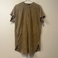 Vince Dress XS Tan 100% Leather Suede Shift Mini Dress Casual Career Work