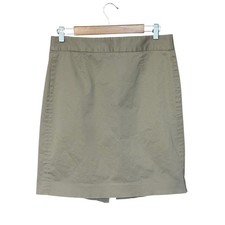 J. Crew Stretch Khaki Tan Cotton Spandex Pencil Skirt Size 10